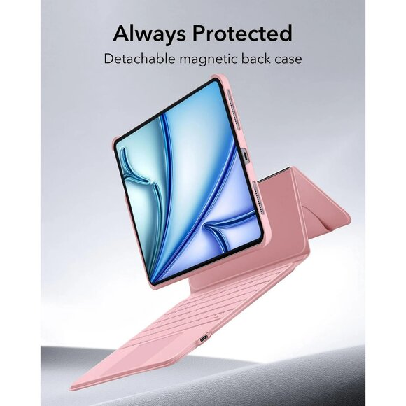 ESR Ascend Keyboard Case for iPad Air 11" (M2/M3) & Pro 11, Detachable - Pink - Picture 5 of 8